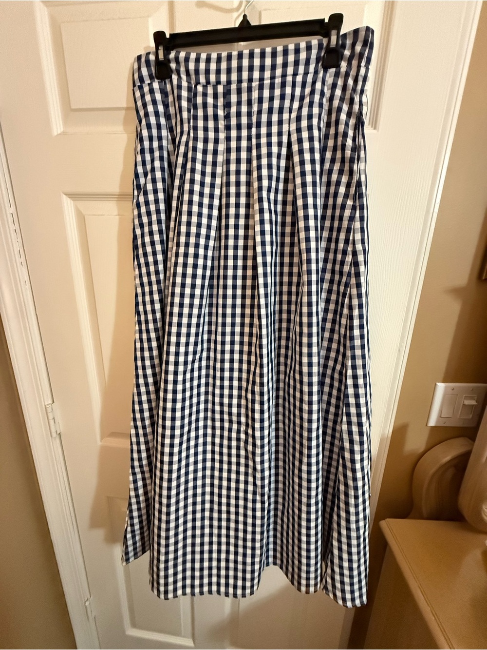 Zanzea Navy and White Gingham Circle Skirt